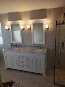 Bent grass master double sink vanity