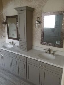 Castle pines master bath double sink vanity