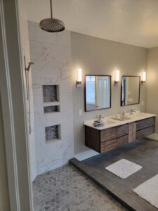 Hansen shower & double sink vanity