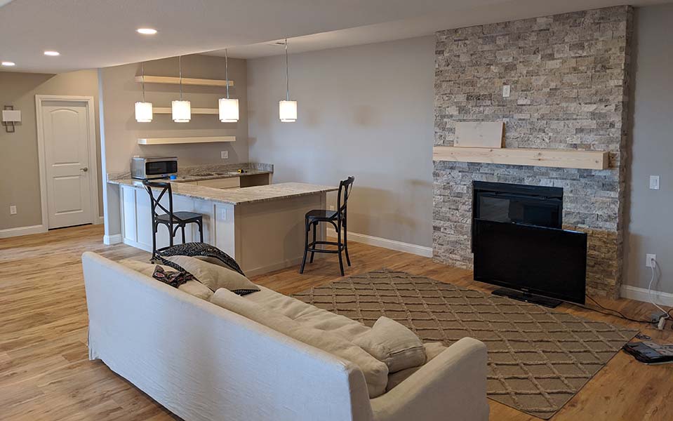 Basement Remodeled with Fireplace